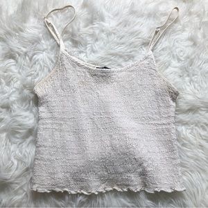 Brandy Melville tank top ribbed scrunched crop tops shirt white spring summer